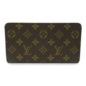 Louis Vuitton Porte Monnaie Wallet Zip Round Long Canvas Brown Wallet